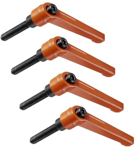 HONGECB Klemmhebelgriff, 4er Einstellbarer Befestigungsgriff, M8 Verstellbare Klemmhebel mit Gewindebuchse, Haltehebel mit Bolzen, für Werkzeugmaschinen, Schweißgeräte (Klemmhebel M8-40mm, Orange)