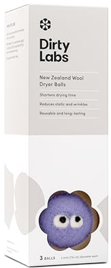 Dirty Labs | 100% New Zealand Wool Enzyme Buddies Dryer Balls | 3 Balls | Shorten Drying Time | Reduce Static & Wrinkles | Dryer Sheet & Fabric Softener Alternative