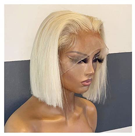 Peluca 613 Peluca rubia Bob Peluca recta corta Pre arrancada Parte T Encaje Pelucas de cabello humano con cabello de bebé Cabello brasileño 8-16 HD Peluca recta transparente Bob Peluca Hombre ( Size