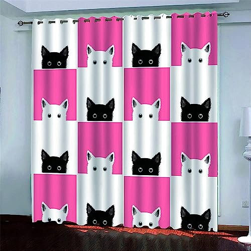Verdunkelungsvorhänge Kräuselband Cartoon-Katze 2 X 140 X 250 Cm Set Kindergardinen Mädchen Verdunkelungsvorhänge Mit Ösen Blickdichter Kinderzimmer Schlafzimmer Vorhang -3Y7H3E1N3Y8X0T9N7P6I3U7X0F6B1