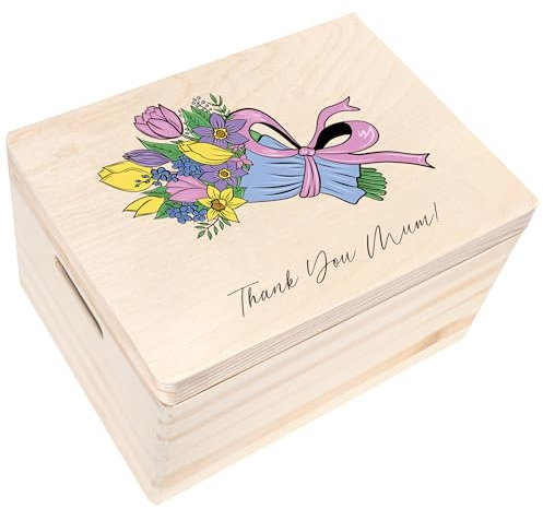 Creative Deco Namenstag Erinnerungsbox Holzkiste Personalisiert | 40 x 30 x 24 cm | Mehrere Motive für Namenstag | Geschenk Spielzeugkiste Holzbox mit Deckel Gravur | Groß Natur Kasten
