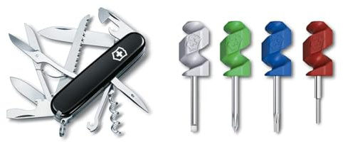 Victorinox Schweizer Taschenmesser Huntsman, Swiss Army Knife & Mini Schraubenzieher Set, Mini Tool Set, Accessoire für Schweizer Taschenmesser, mehrfarbig