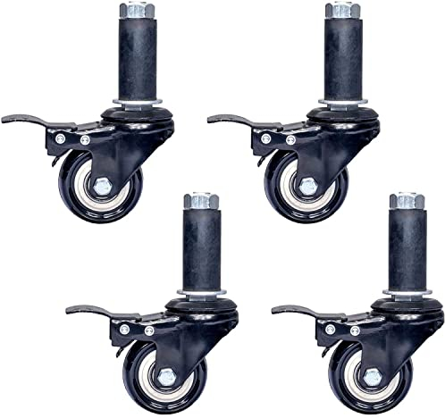 Lenkrollen ersetzen Lenkrollen, Lenkrollen mit Rundrohr, Hochleistungs-Lenkrollen mit Bremse, Lenkrolle aus Polyurethan, Rollen für Konsolen, Werkbänke, Rollwagen und Möbelregale (50 mm/2 Zoll)