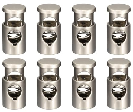 QUARKZMAN Metall-Kordelverschlüsse, Einzelloch-Knebel-Federstopp-Kordelverschlüsse Endverschluss-Schieber für Rucksäcke Kleidung Zugseile Schlüsselbänder, Metallisch Schwarz