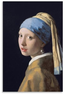 Ohannes Vermeer Mädchen mit Perlenohrring 1665 Berühmte Frau mit blauem und gelbem Turban Kunstdruck Kunstdruck auf Leinwand, Poster, Wandmalerei, Poster, Dekoration, moderne Wohnkunstwerke, 30 x 45
