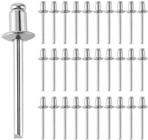 HENGBIRD 150 rivetti ciechi, 4,8 x 16 mm, rivetti pop, rivetti in alluminio, rivetti ciechi con grande flangia, mandrino in acciaio per metallo, plastica, legno