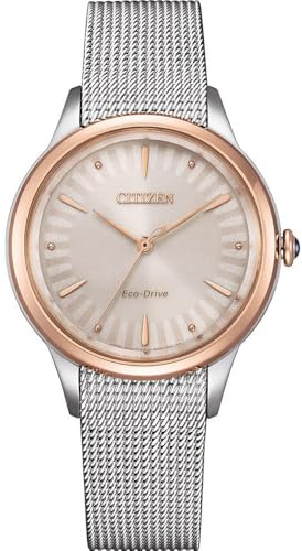 Citizen Eco-Drive Damenuhr, Weiß, 32 mm, EM1156-80X | Eco-Drive Solar, Keine Batterie Nötig, Saphirglas, 5 bar Wasserdicht, 180 Tage Gangreserve, Edelstahlband