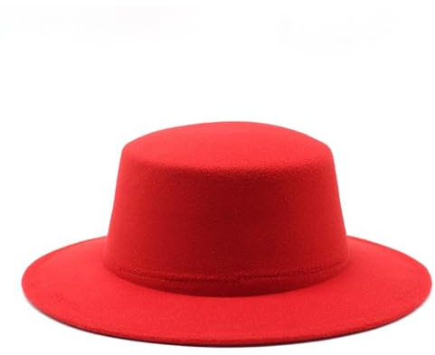Herbst und Winter Wollmütze Flachhut Joker Filzhut(Rot)