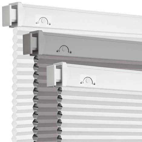Grandekor No Tools No Drill Cordless Cellular Shades,29 W x 64 H,Blackout Honeycomb Blinds for Indoor Windows,UV Protection Privacy No Drill Blinds for Home,Door,White