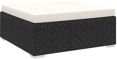 Xichuzi Modular-Fußhocker 1 STK. + Auflagen, Hocker Garten, Hocker Outdoor, Kleiner Hocker, Gartenmöbel, Balkon Hocker, Fußhocker Outdoor, Poly Rattan Schwarz