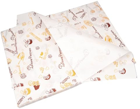 Brotpapier, 100 Blatt, 36 × 26 cm | Wachspapier für Lebensmittel, Bedruckt, Wasserdicht und Ölbeständig, Für Burger, Sandwiches, Pommes