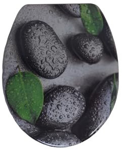 sanicomfort WC-Sitz, Duroplast, mit Absenkautomatik, Toilettensitz passend für alle handelsüblichen WC-Becken (Calming Stone)