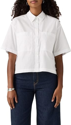Harlie Ss Cropped Shirt Bright White, Ljus vit, XL