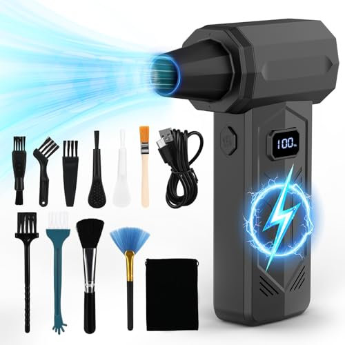 Sprifityy Elektrische-Staubgebläse-Druckluftspray,3-Gang 130000 U/min,Druckluft Compressed Air Duster,mit Zusatzbeleuchtung,Höhe Geschwindigkeit Jet Dry Dust Blower,Für PC Reinigungsset,Sofa,Auto