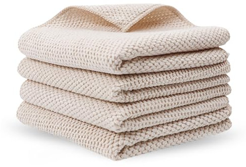 Lunaanda Paño de Limpieza de Microfibra, 4 xPaños Reutilizables para Vajillas, 30 x 30 cm Toallas de Limpieza Multiuso,para Cocina Coches Ventanas Vidrios Espejos Automóviles Grifos Baño