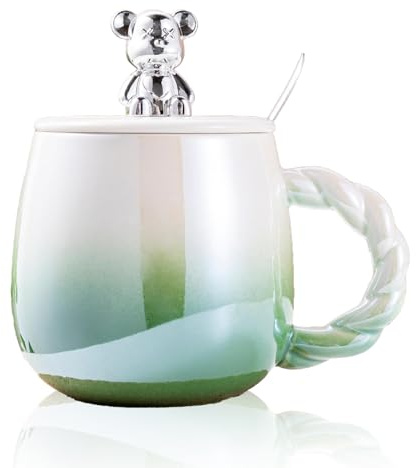 ZPPLD Taza de Cerámica 450ml con Esmalte Reactivo, Taza Grande de Café con Asa, Porcelana Resistente, Apta para Microondas y Lavavajillas con asa para oficina y hogar (5)