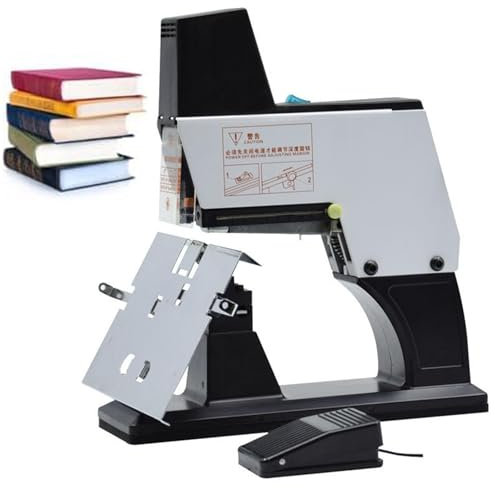 HEAXIY Grapadora Eléctrica de Sillín, Grapadora Plana/de Sillín, Máquina de Encuadernación de Libros, 40 Hojas de Grosor de Encuadernación, Grapadora Rápida para Imprentas, Oficinas, Escuelas