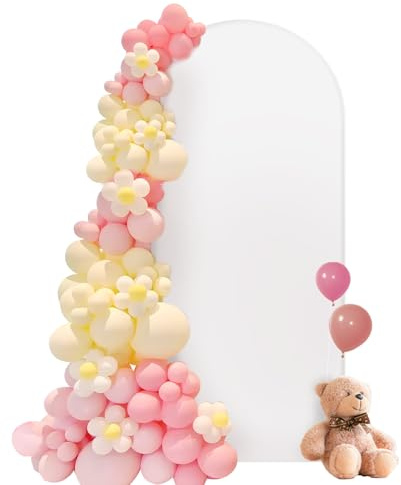 JEBUTU Toile de fond pour arche de mariage - 2 m x 1 m - Blanc - Élastique double face en élasthanne - Pour décoration de mariage, fête d'anniversaire, fête prénatale