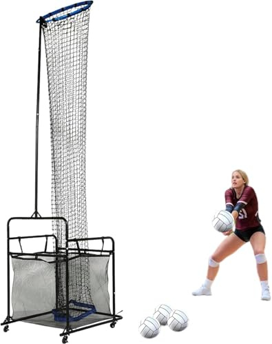 HuKaiL Set di allenamento per la pallavolo con ruote, rete di allenamento per la pallavolo regolabile con angolazione da 0° a 90° e altezza da 1,7 a 3,3 m, rete di esercitazione con rimbalzo