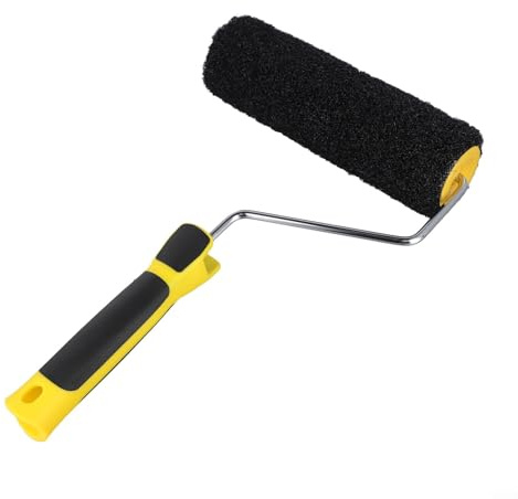 BlissfulAbode Wall Brush Putty Roller 9 Inch Elastic Nylon Bristles Reusable Long Handles Black 36X23.5cm, For Plastering Painting Texturing Home Improvement Projects(Black)