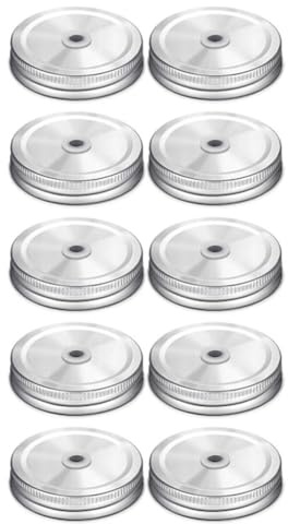 para frascos con agujero para pajita | de tarros de hojalata de 70 mm con agujeros de paja | Seguro y reutilizable de usar, resistente al agua con anillos de sellado de silicona