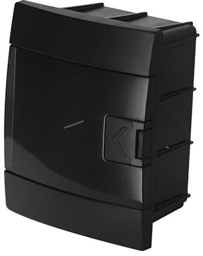 Caja de Distribución Empotrada 1 Fila para 4 Módulos 104x140x173 mm IP40 - Cuadro Electrico en ABS Negro - Armario de Distribución para Instalaciones Interiores - Horoz Electric