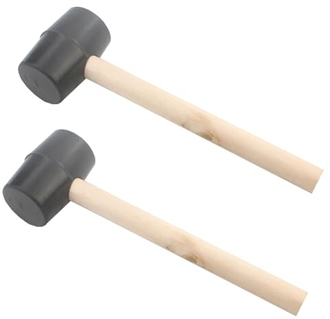 2 Pcs 10 Oz Rubber Mallet Hammer with Wood Handle for Floor Installation, Camping, Tent Stakes, Home Decoration Construction (M)