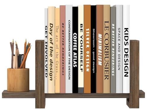 Verstellbares Desktop-Bücherregal Tischregale, Holz Regal ständer Aufbewahrungsorganisator, Schreibtischregal für Home Office Schule, Einfacher Zusammenbau, Ideal für kleinen Raum (Dunkelbraun)