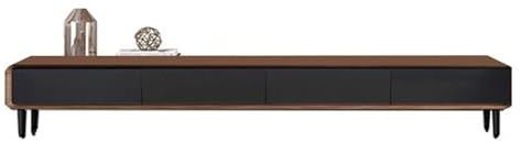 SZKTHD Meuble TV en Bois Massif Meuble TV sur Pied avec Tiroirs 160/200/240 Cm Pieds en Métal Hévéa Couleur Noyer(160x24x35cm)