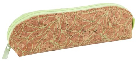 econovo Federmäppchen mit Reißverschluss/aus Kork / 1 Stück/20 x 5 x 6 cm/Braun-Grün/Schulmäppchen ohne Ausstattung, Mäppchen für Schreibwaren - Kosmetiktasche Schulsachen Federtasche/Federmappe