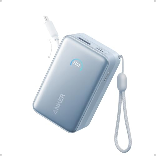 Anker Nano kompakte Powerbank 10000mAh 45W mit 70cm Einzugskabel | Smart-Display, kompaktes Design, für iPhone 17 / 16 / 15 Serie, iPad, Galaxy, Pixel und mehr