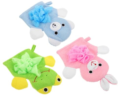 Homoyoyo 3 Pcs Moufles de Bain Doux pour Bébé Moufles Exfoliantes Éponge de Bain Dos Jambes en Tissu Doux