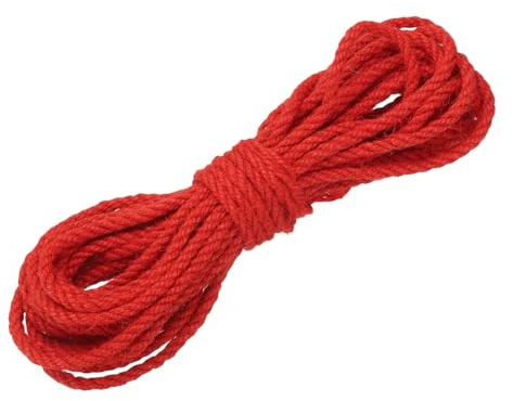 sourcing map Spago di iuta naturale, 0,5 cm x 10 m, filo di iuta per giardinaggio, fai da te, decorazioni per la casa, confezioni regalo, rosso