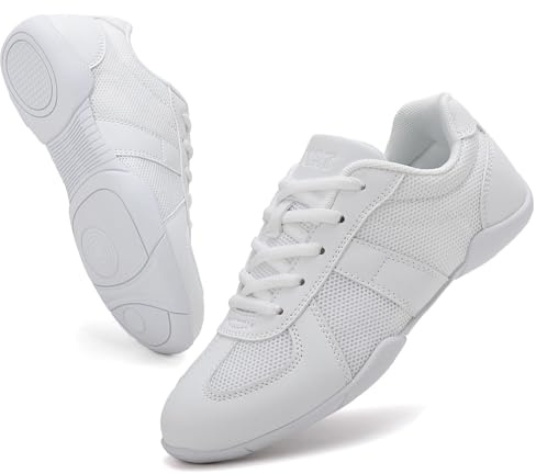 FRTUBOP Cheerleading skor, flickor, cheerleader dansssneakers, skirrskor, damsneakers, dans, tennis, sneakers, flexibel, yoga, fitness, gymnastik, träningsskor, Vit, 34 EU