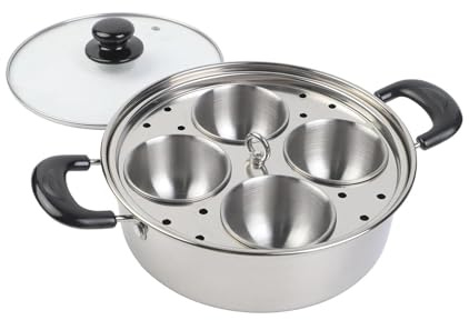 MoSundi Dampfgarer aus Edelstahl für Eier und Mini-Kuchen, 20 cm verdicktes Kochutensil für den Heimgebrauch, Silber