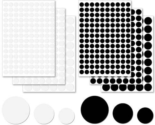 580 Pcs Self Adhesive Black Screw Caps, 12/15/21 mm Screw Hole Covers Round Sticker Decorative Caps for Furniture Cabinets Wall Desk Wood (White Black)