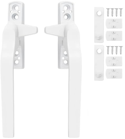 Ajsdvog 2 Pcs UPVC Window Handles Left Right Aluminum White