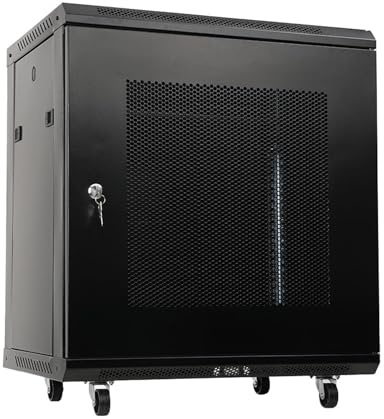 12U Server Rack, Server Cabinet, Portable AV Cabinet, 19inch Storage Rack | 60KG/132LBS Capacity, with 4 Detachable Wheels for Home, Office, Server Roo, Network Computer Equipment