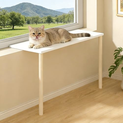 Extensora de AlféIzar de Ventana Estantes para Plantas de Ventana con Soporte Recortable, Placa Extensora Alféizar de Madera, Tabla Extensión Extra Larga Encimera(H40cm,L60xW40cm)