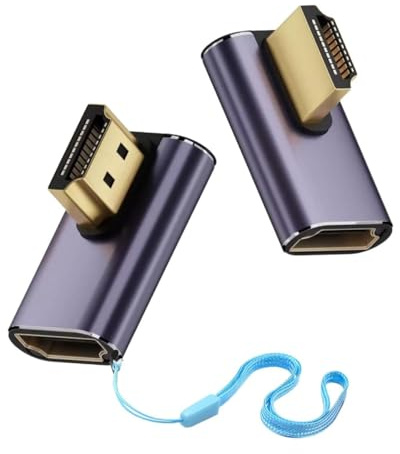 2 Pièces HDMI Coudé Adaptateur 48Gbps 8K@60Hz 4K@120Hz Prise HDMI Right Angle avec LED et Dragonne Connecteur Male Femelle HDMI2.1 Angle Droit pour UHD HDTV Projecteur Ordinateur Portable Laptop