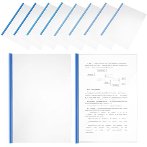 AUTSUPPL Loseblattordner für Schule und Zuhause mit Einzigartigem Ozean Design 10 Stück A4 aus Kunststoff mit Bindestange Gleitgriff für 60 Blatt Blauer Dokumentenorganizer