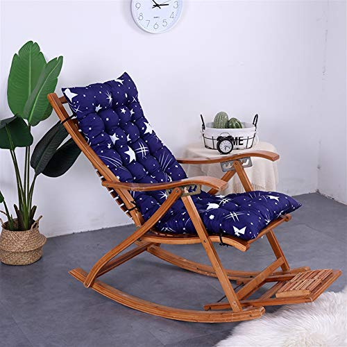 Ommda Hochlehner Sitzauflagen Memory Baumwolle für Gartenmöbel Hochlehner Polsterauflage Hochlehner Auflagen Blauer Stern 50x120cm