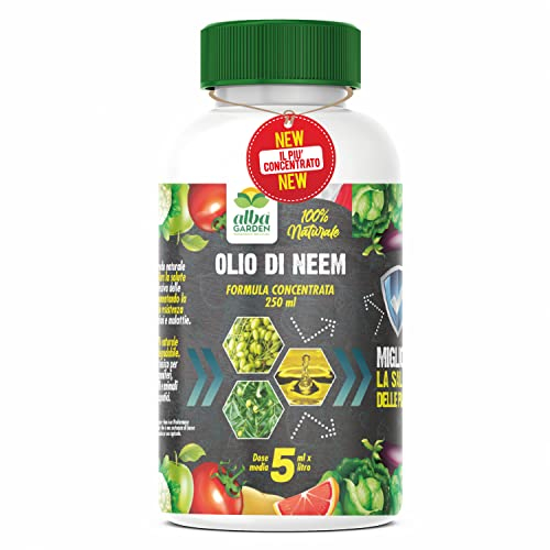 Albagarden - Olio Di Neem Per Piante - Naturale Puro Contro Insetti Funghi Acari Afidi Cimici Pidocchi Ragnetto Cocciniglia Zanzare - Concentrato X 250 ml
