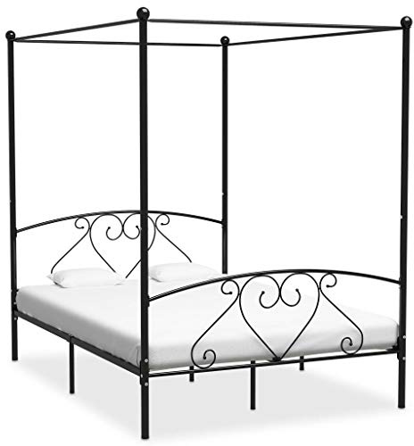 Tidyard Himmelssäng-ram dubbelsäng metallsäng sängram ribborram sovrum säng sovrumsmöbler vigselett svart metall 140 x 200 cm