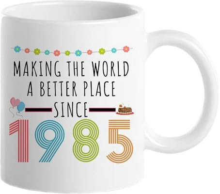 40-årsdag gåvor för kvinnor, rolig 40-årig gåva kaffemugg, 40-årsmuggar för henne, mamma, moster, fru, syster, mormor, vän, 325 ml tekopp gör världen till en bättre plats sedan 1981