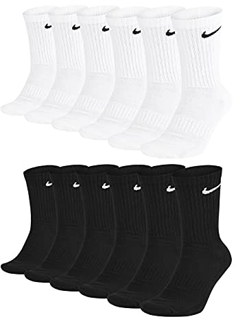 NIKE 6 X Socken 2 X 3er Pack SX7664, Farbe:3 X Schwarz 3 X Weiß, Größe:L = 42-46