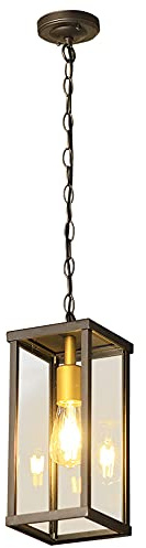Suspension Luminaire Vintage Suspensions Lampe E27 Chaînes Réglables IP44 Etanche Suspension Extérieure avec abat-jour en Verre Transparent Pour Véranda Jardin Café Pavillon porche