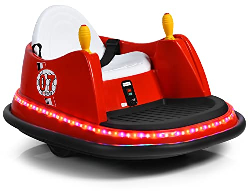 COSTWAY Veicolo Elettrico Macchina Elettrica Design Autoscontro per Bambini, Girevole a 360°, con Luci e Musica, con Telecomando, per Bambini 2-5 Anni (Rosso)