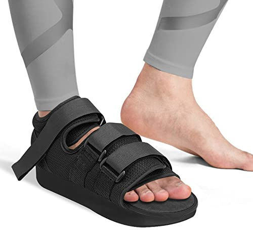 Zapato de recuperación de Post Op para caminar médico ajustable en el antepié y descargue el zapato curativo para postcirugía o soporte de operación pie roto juanetes de cirugía de dedo gordo roto (L)