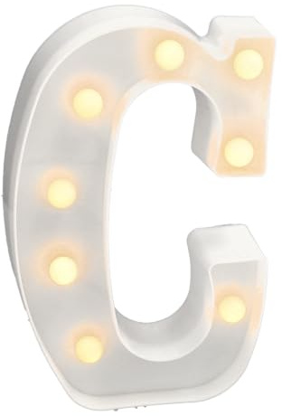 Jandei - Letras LED Iluminadas, Letra C con Luz Blanca Cálida, Luces Led Decoración y Ambiente, Luz Nocturna Bodas, Cumpleaños, Escaparates, Números y Letras con Luces (Funcionan con Pilas)